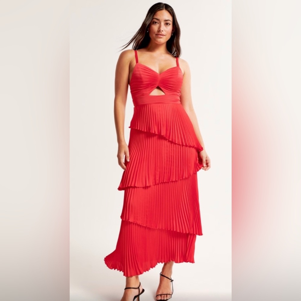 Brand New Abercrombie Giselle Pleated Red Dress